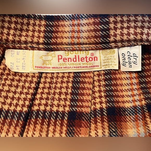Rare Vintage Pendleton pleated plaid wool wrap kilt skirt Size 13/14 - EUC - Picture 5 of 6